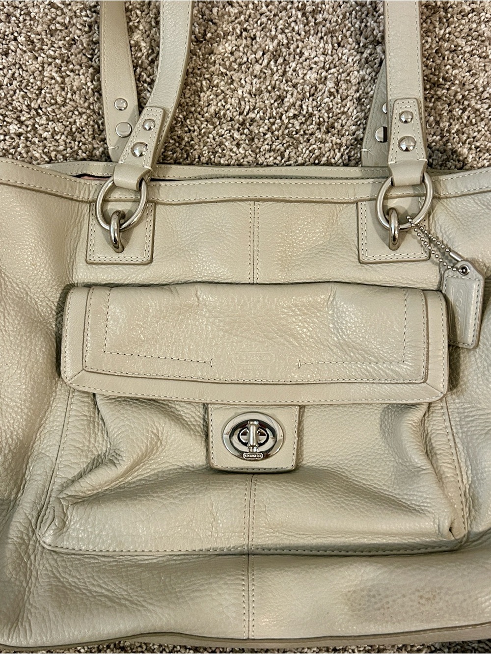 Coach Pebbled Leather Shoulder Bag in Light Taupe - Picture 5 of 5